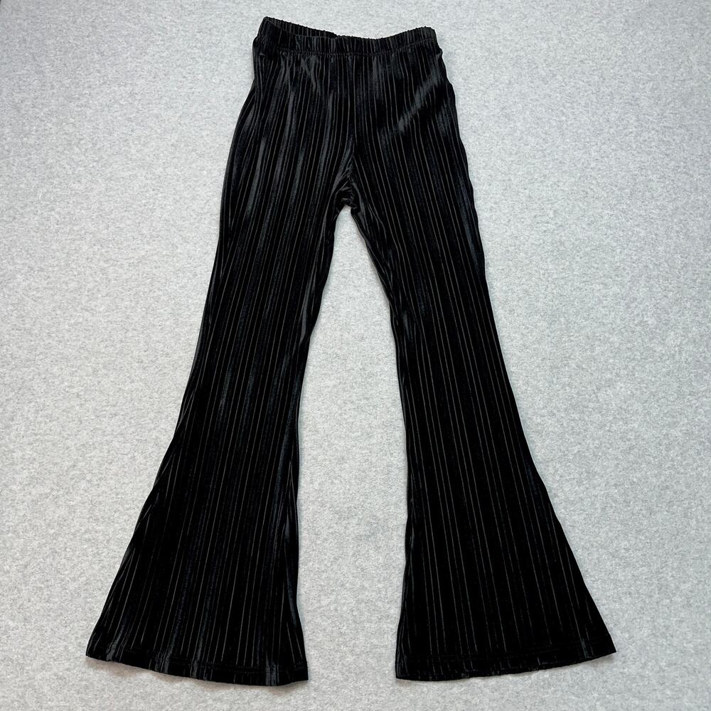 Wild Fable Pants WMNS S Black Velvet Velour Pleated High Waist Flared Pull On